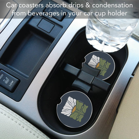"Bohemian Floral" Absorbent Stone Car Coaster 1pk
