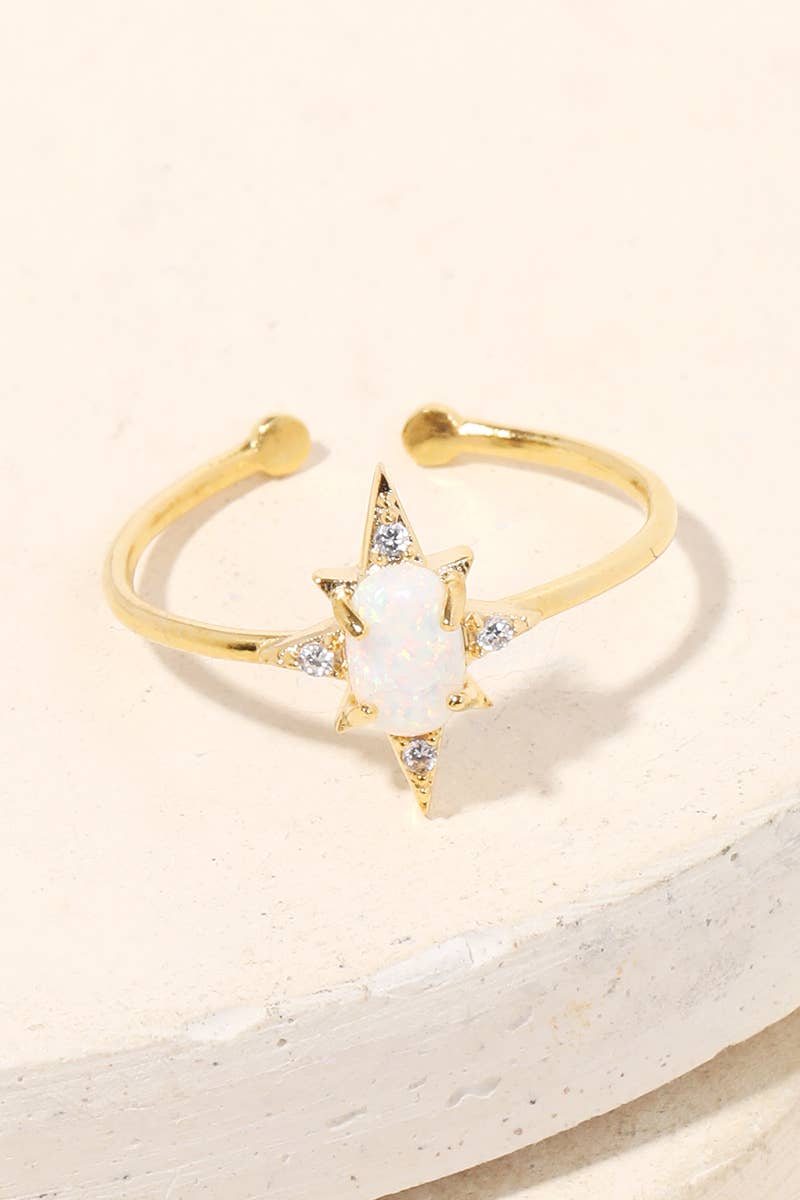 Gold Dipped Opal Star Adjustable Fashion Ring: G
