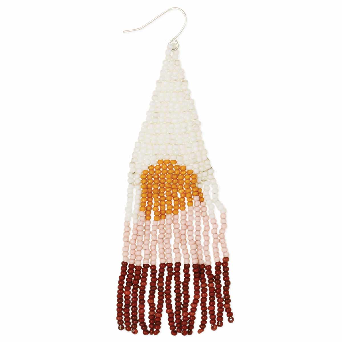 Desert Sunrise Seed Bead Fringe Earrings