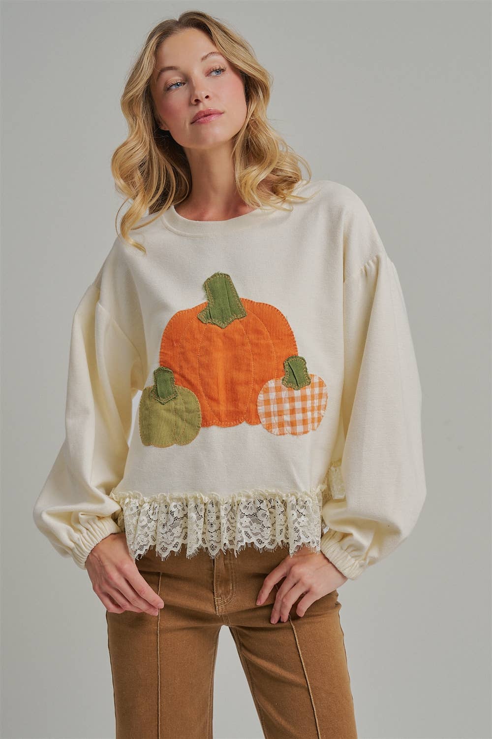 PUMPKIN APPLIQUE FALL THANKSGIVING TOP