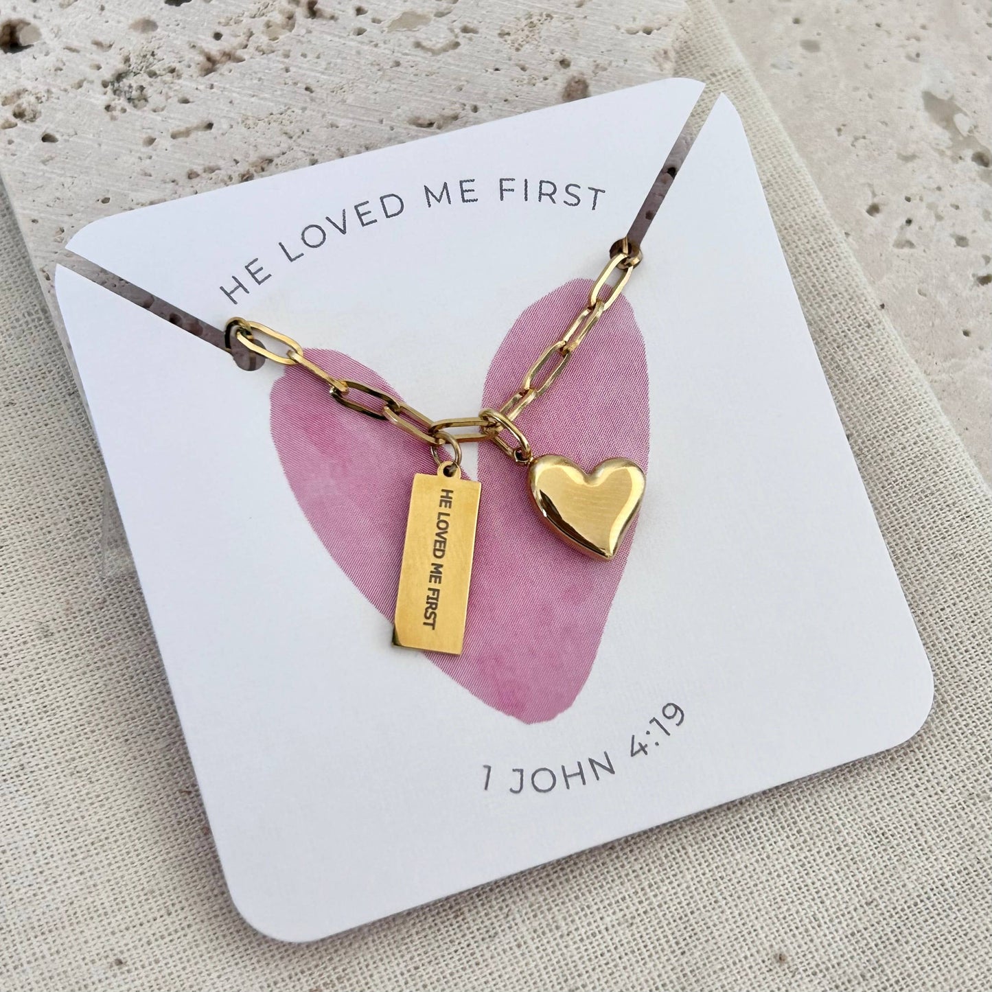 Christian Necklace Jewelry Bible verse He loved me first