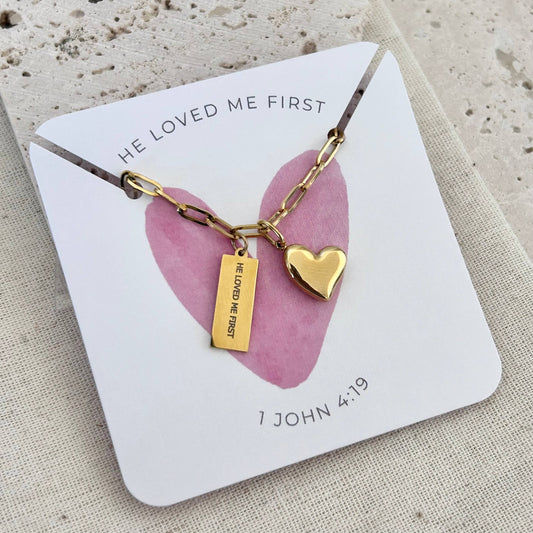 Christian Necklace Jewelry Bible verse He loved me first