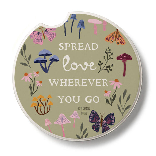 "Spread Love" Absorbent Stone Car Coaster 1pk