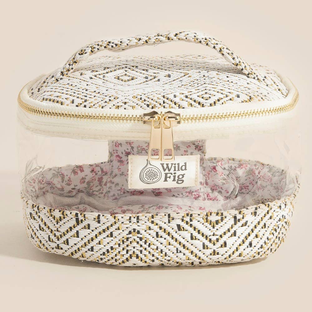 Transparent Clear Top Handle Makeup Case Cosmetic Bag: BW