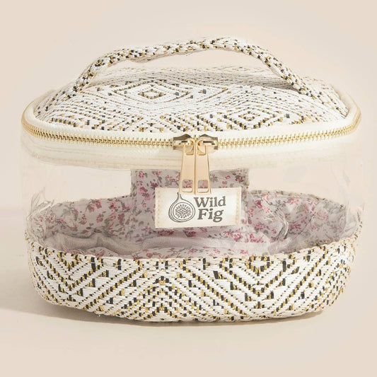 Transparent Clear Top Handle Makeup Case Cosmetic Bag: BW