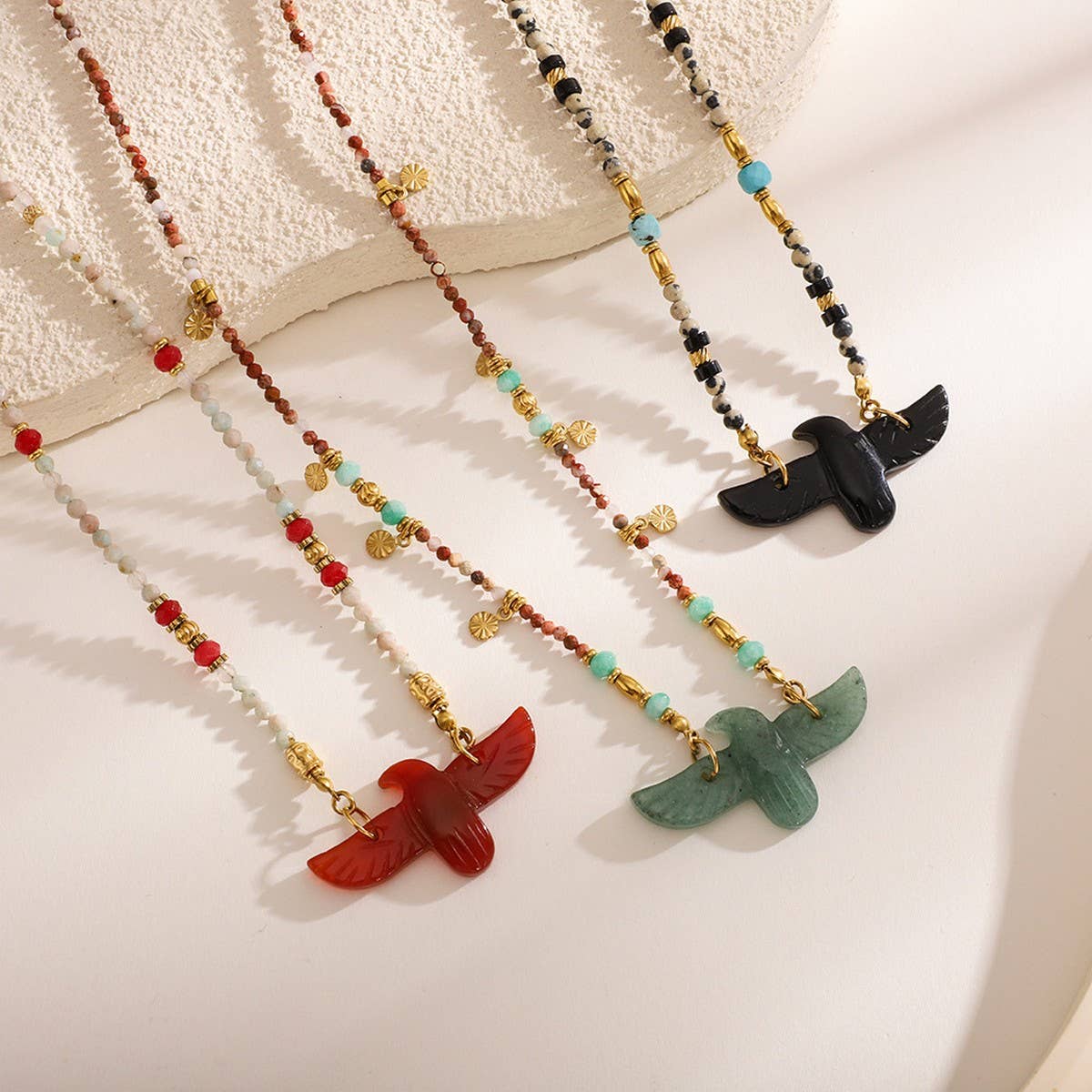 High-End Eagle Beaded Natural Stone Necklace_CWMM7542: TYPE1 / (OS) 1