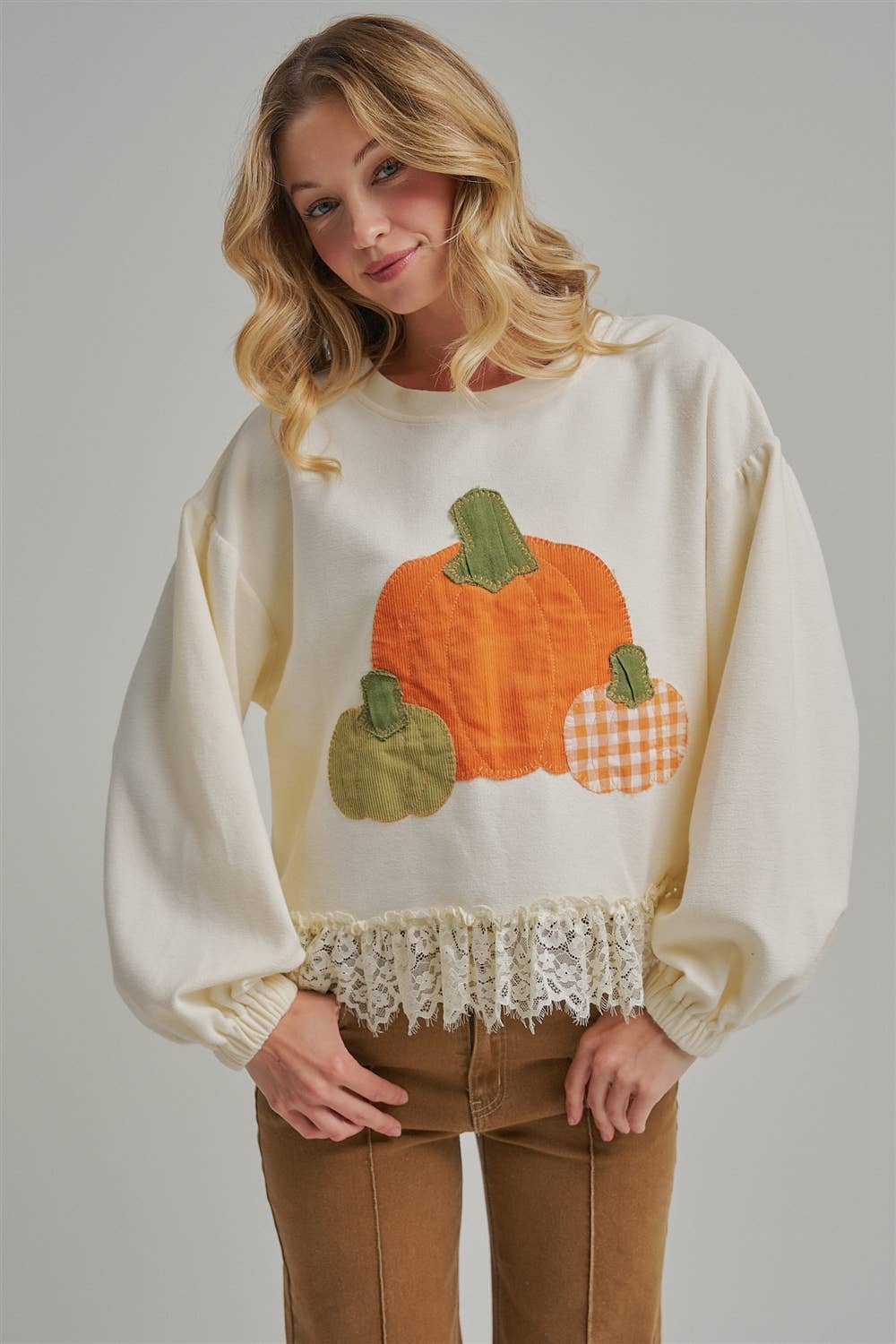PUMPKIN APPLIQUE FALL THANKSGIVING TOP
