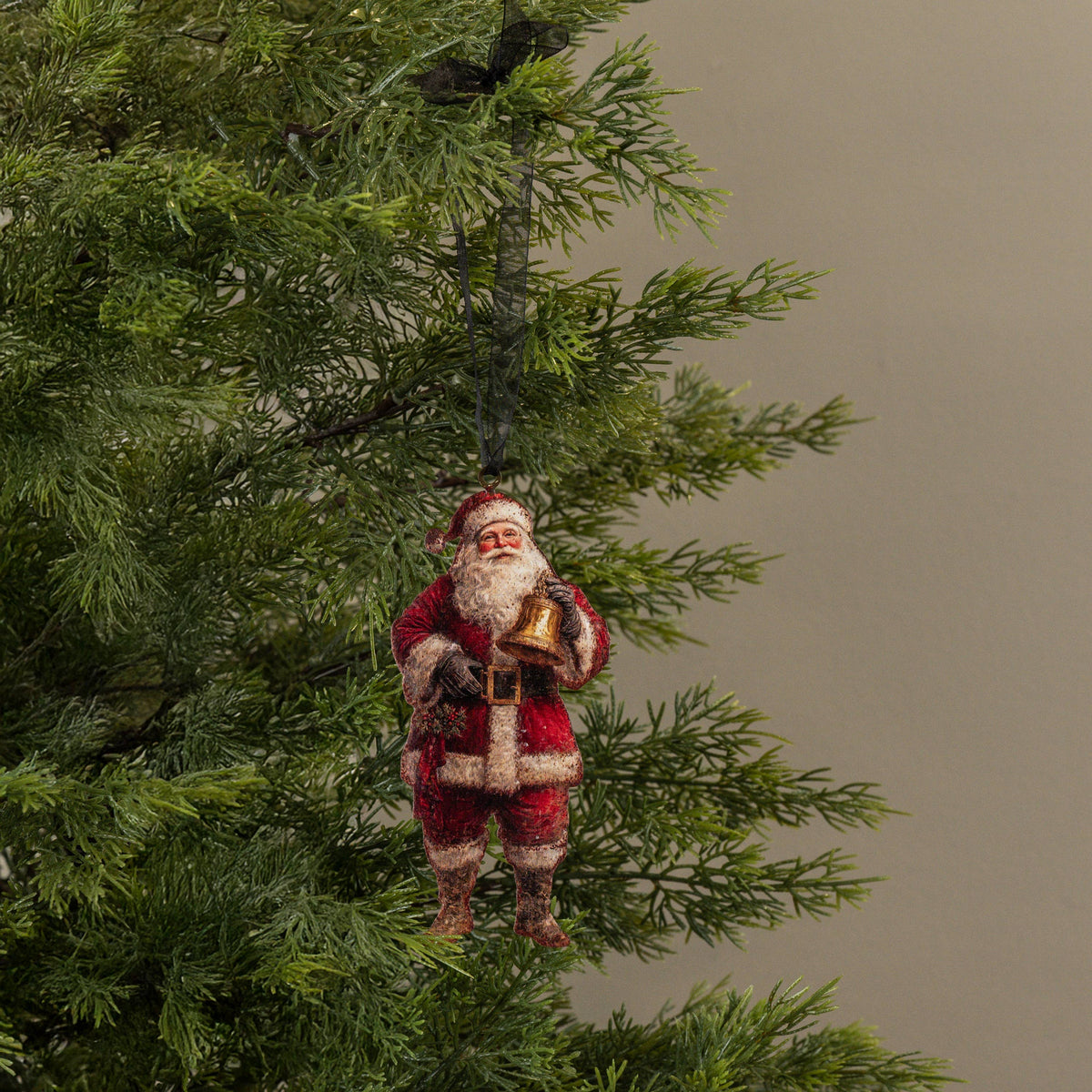 6.25" SANTA W/ BELL METAL ORNAMENT
