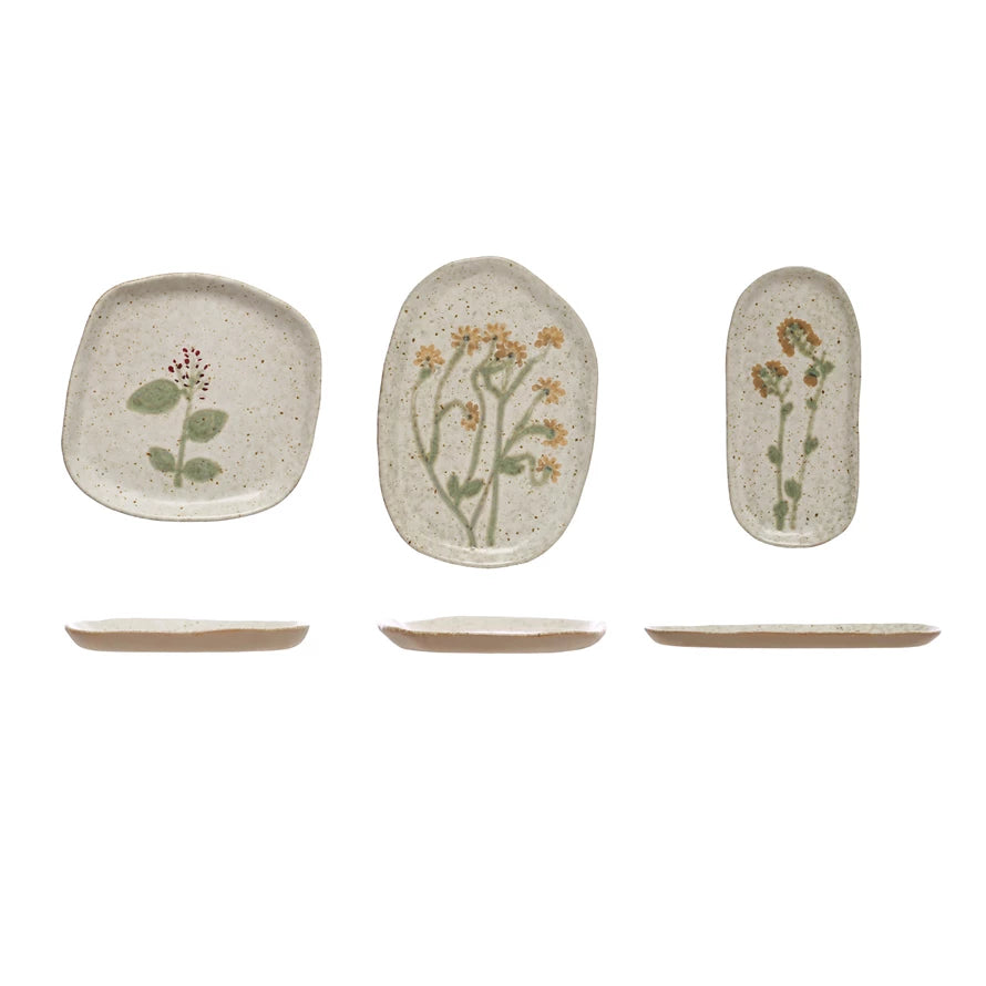 Hand-Painted Stoneware Plate, Reactive Glaze, 3 Styles