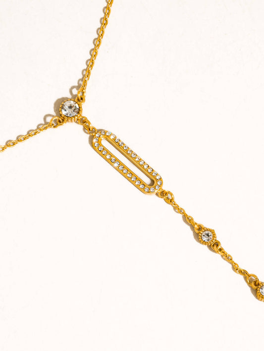 Dazelle 18K Gold Non-Tarnish CZ Drop Bar Necklace: Yellow Gold