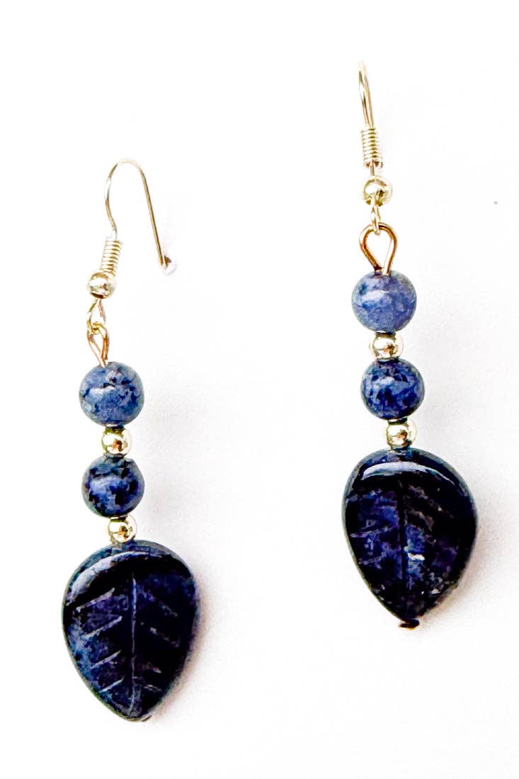 Blue Leaf Earrings