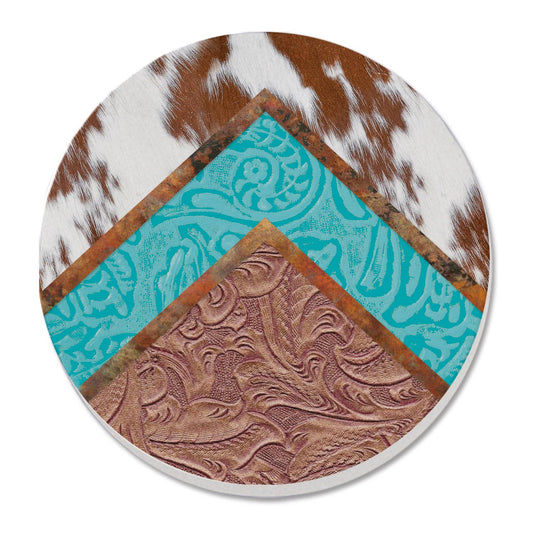 "Cow Hide" Single Round Absorbent Stone Coaster