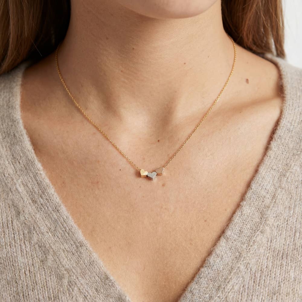 Gold Dipped Heart Hoop Pendant Necklace: G