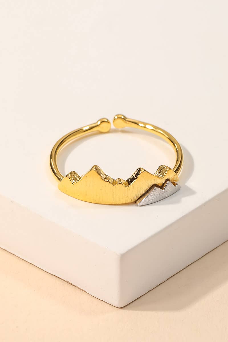 Gold Dipped Two Toned Mountain Adjustable Ring: G