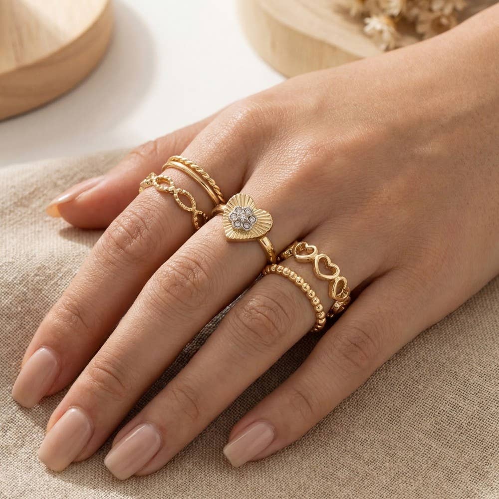 Five Piece Heart Rings Set: GCL