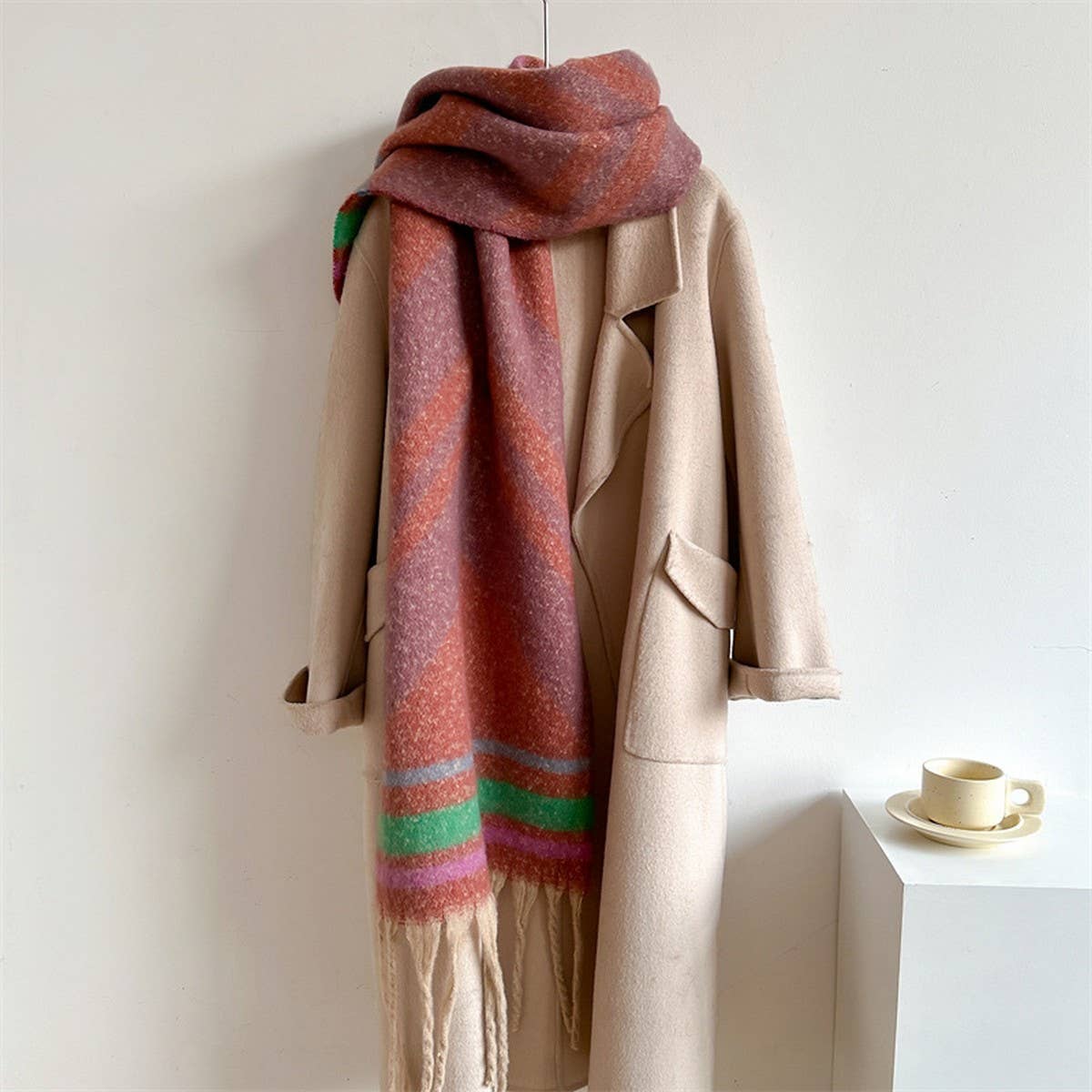 Autumn Winter Long Scarf - Thick Cozy Wrap_CWASC0974: PINKBLUE / (OS) 2