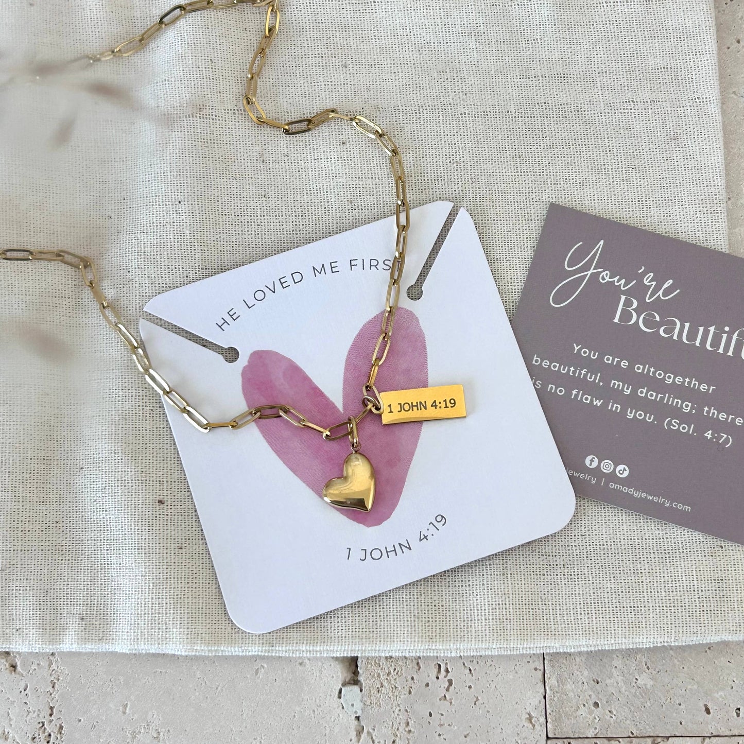 Christian Necklace Jewelry Bible verse He loved me first