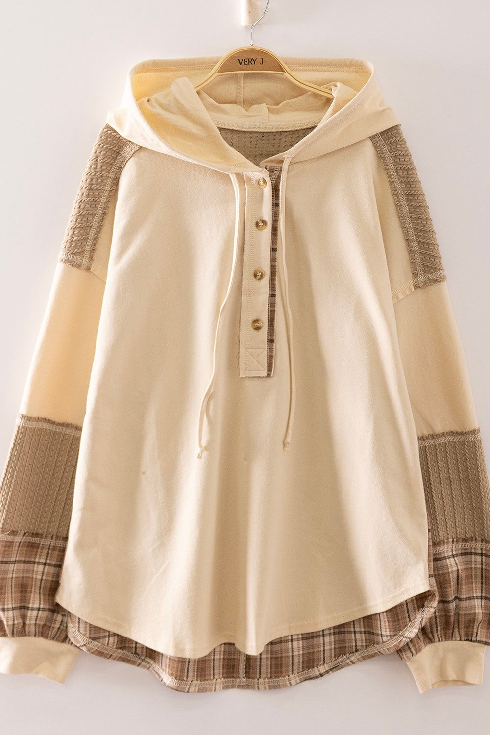 Plaid Contrast Hoodie Pullover