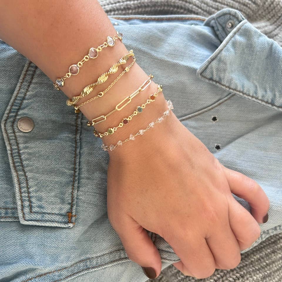 Gold Filled Smoky Crystal Bracelet  Delicate Layering Bracet