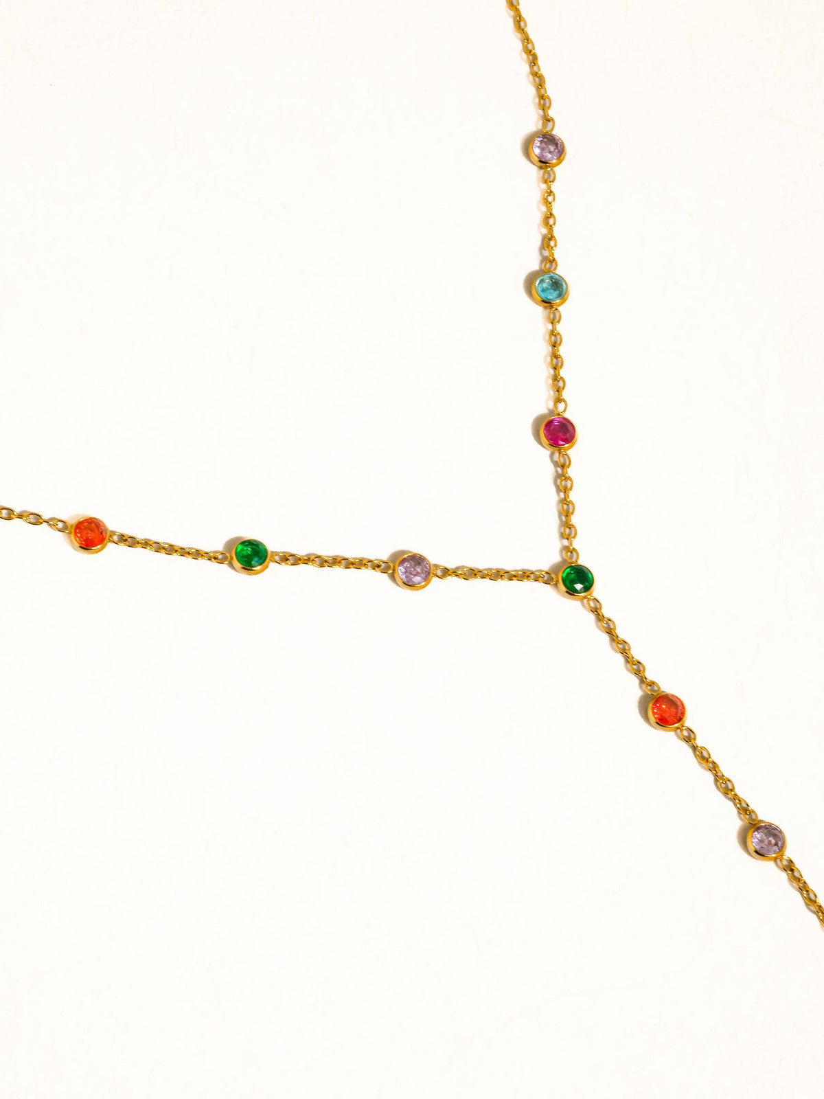 Chenôve 18K Gold Non-Tarnish Round Beaded Y Necklace: Multi-Colored