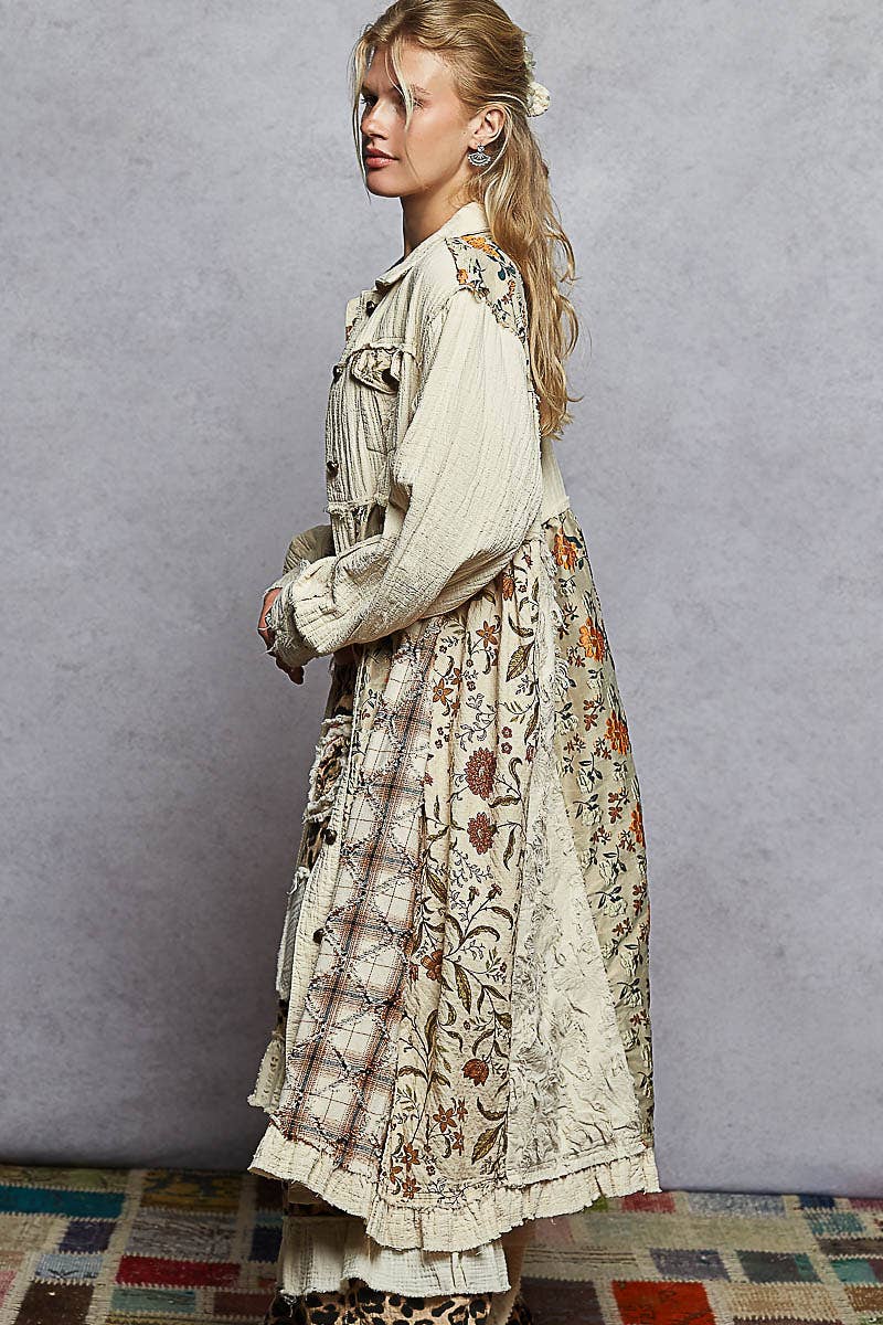 Contrast maxi length jacket