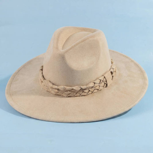 Felt Wide Brim Hat With Jacquard Floral Band: CA