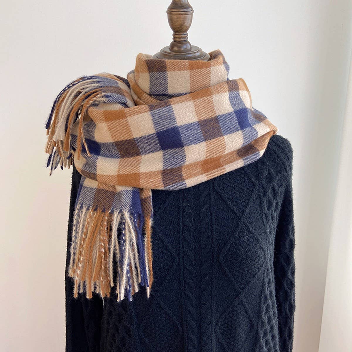 Vintage Wool-Blend Scarf – Cozy Winter Neck Wrap_CWASC1476: GREEN1 / (OS) 1