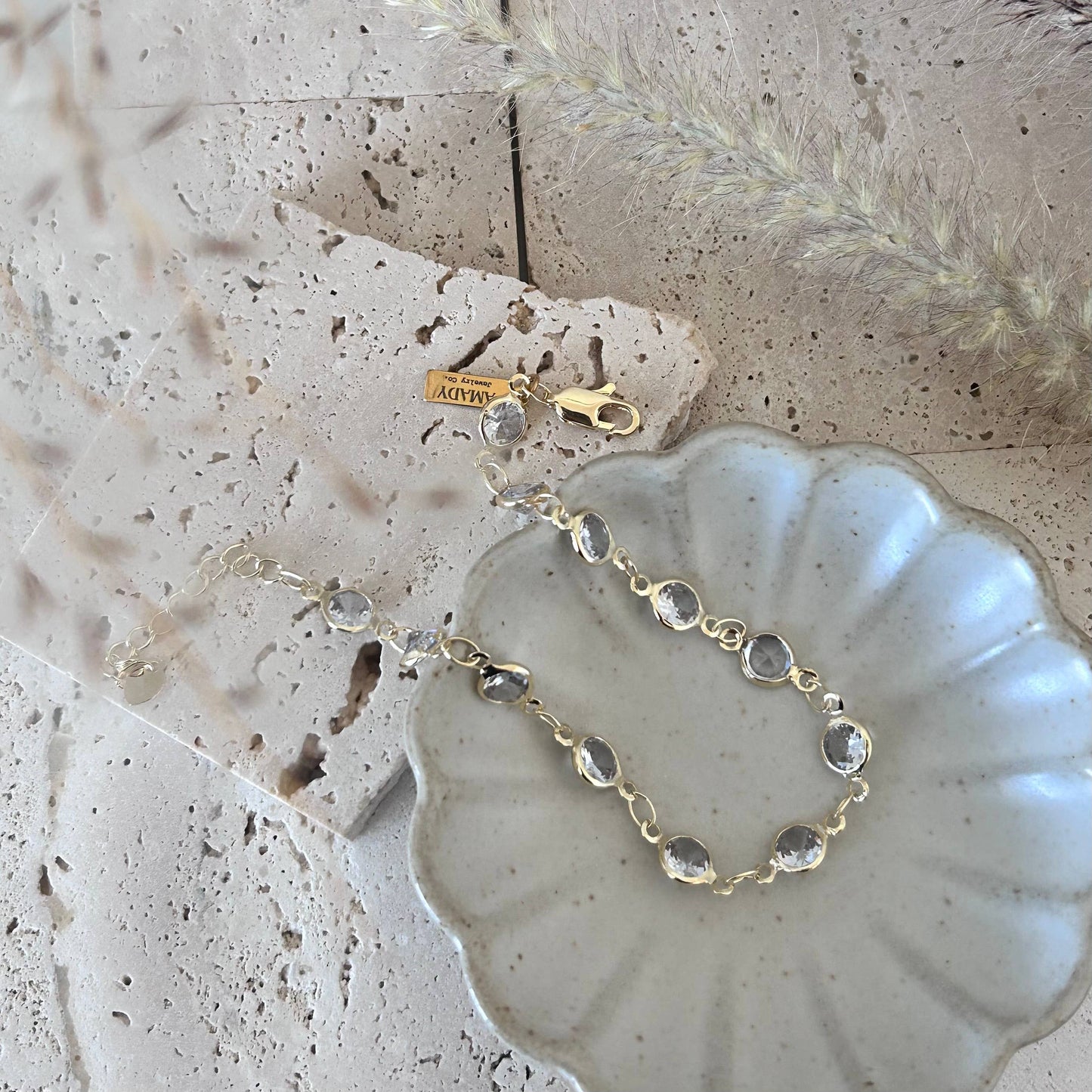Gold Filled Smoky Crystal Bracelet  Delicate Layering Bracet