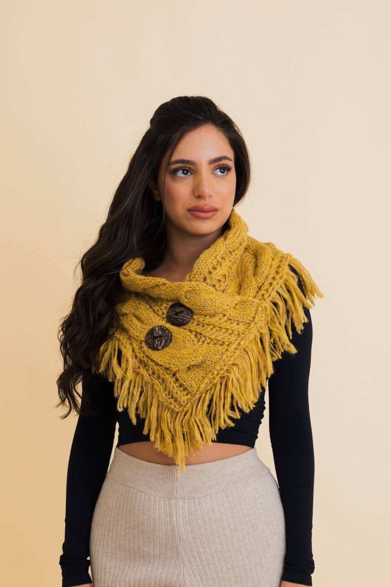 Heathered Shoulder Warmer With Coco Buttons: Lemon