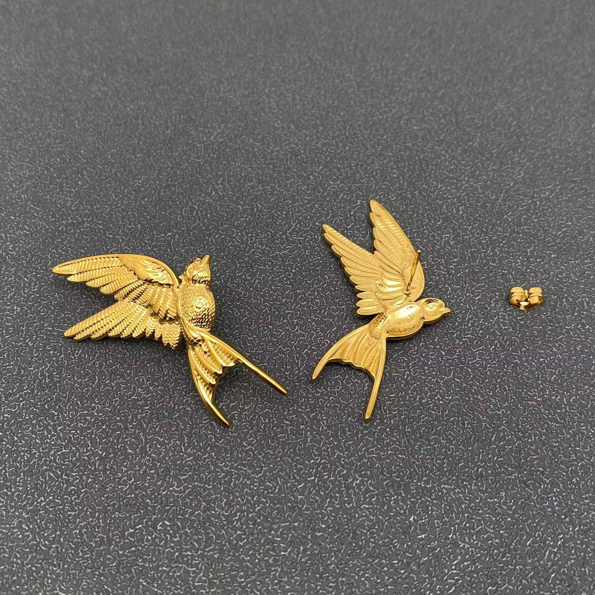 18K Gold Plated Stainless Steel Bird Stud Earrings - FGS