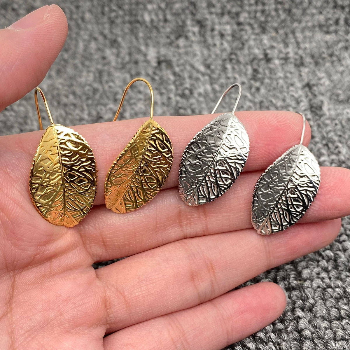 FGS - Leaves Charm18K Gold Plated Stainless Steel Earrings: Golden
