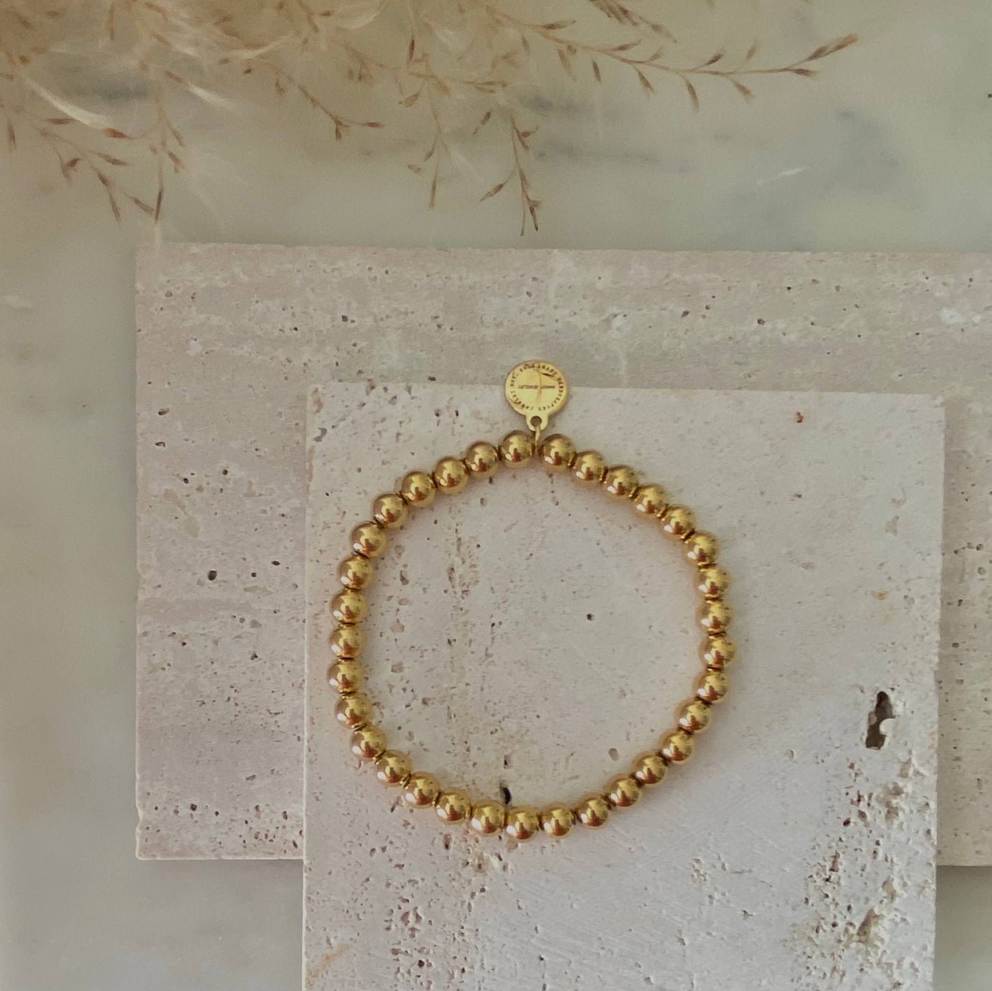 Gold Beaded Bracelet 18k gold plated stainless steel beads