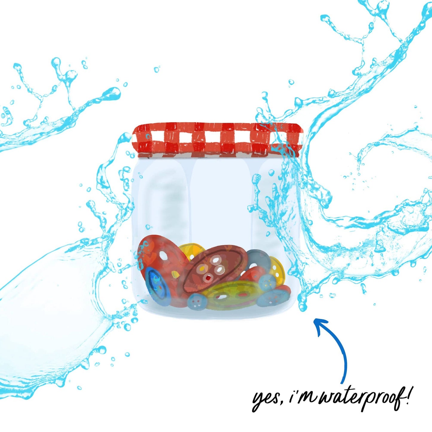 Sewing Vinyl Stickers, Jar Of Buttons, Quilting Sticker