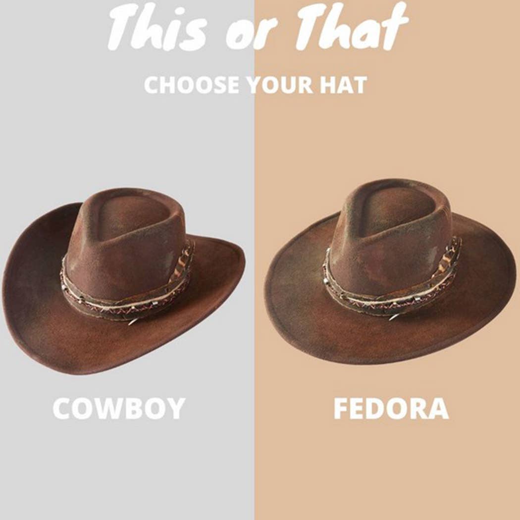 Vintage Versatile Shapeable Cowgirl & Fedora Hat: BR