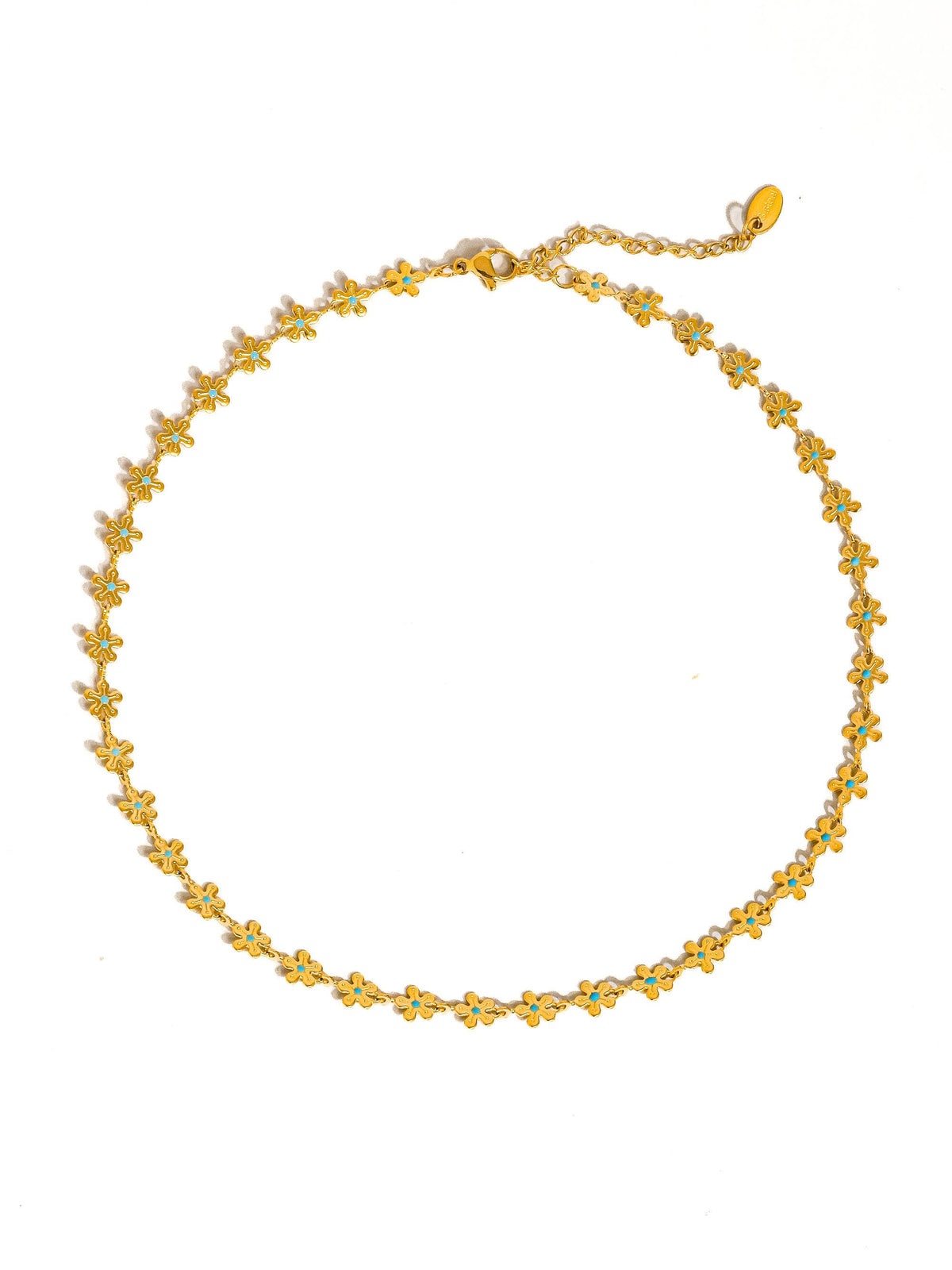 Cyprien 18K Gold Non-Tarnish Daisy Choker: Blue