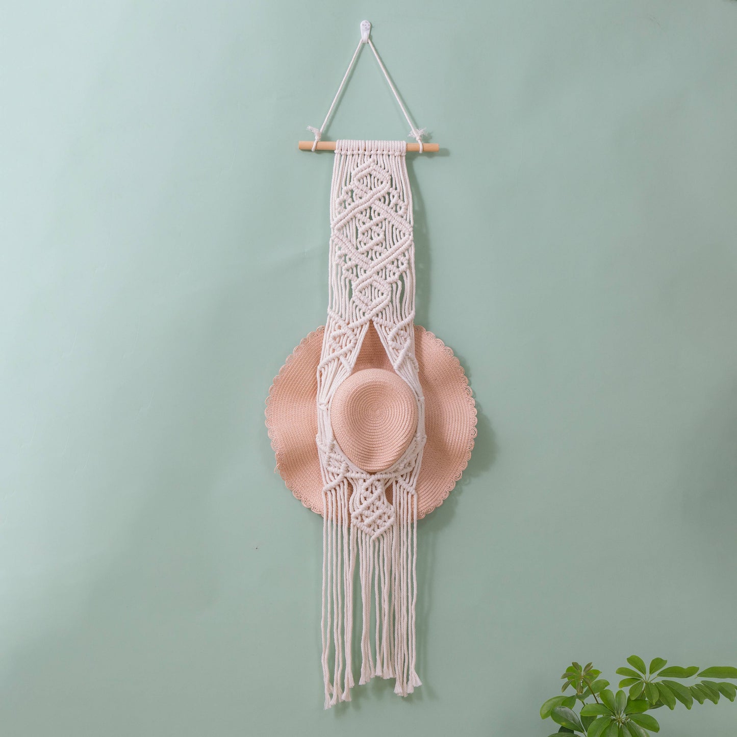 Handcrafted Macramé Hat Organizer  Wall Hanging - Diamond: One Hat