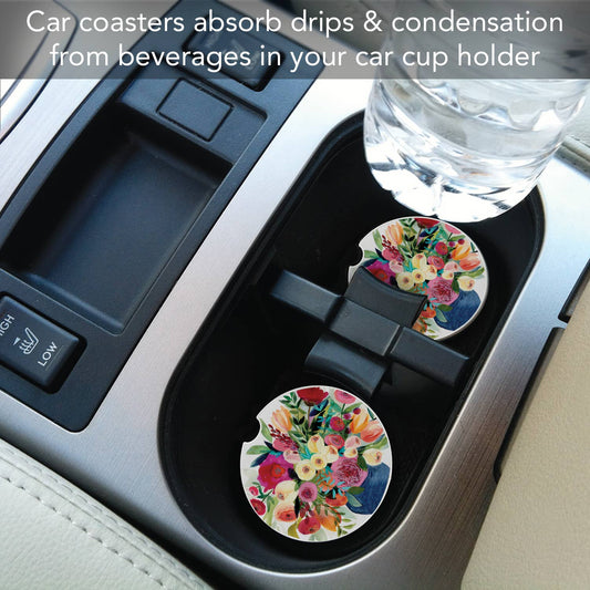 "Morning Joy" Absorbent Stone Car Coaster