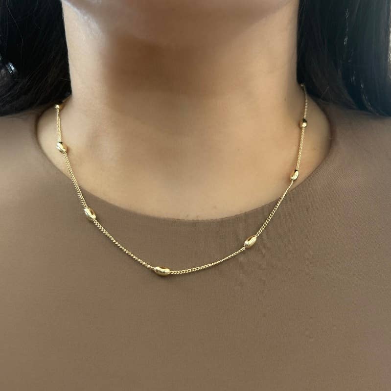 Beaded layering chain necklace 14k gold filled 18 inches