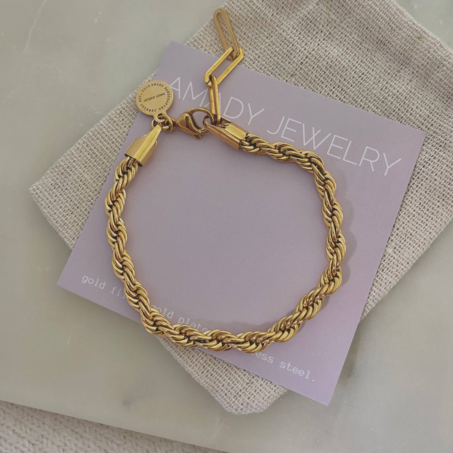18k Gold Plated Stainless Steel Rope Chain Bracelet
