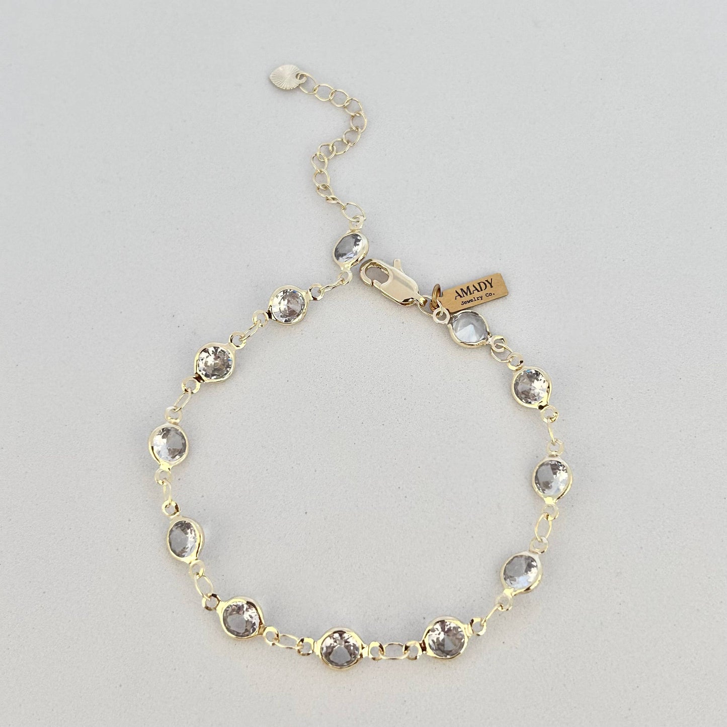 Gold Filled Smoky Crystal Bracelet  Delicate Layering Bracet