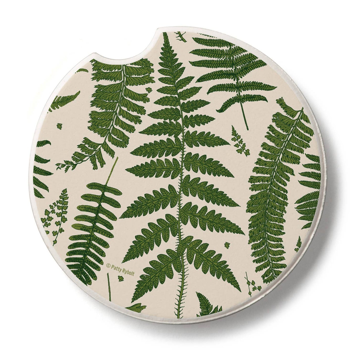 "Natural Ferns" Absorbent Stone Car Coaster 1pk