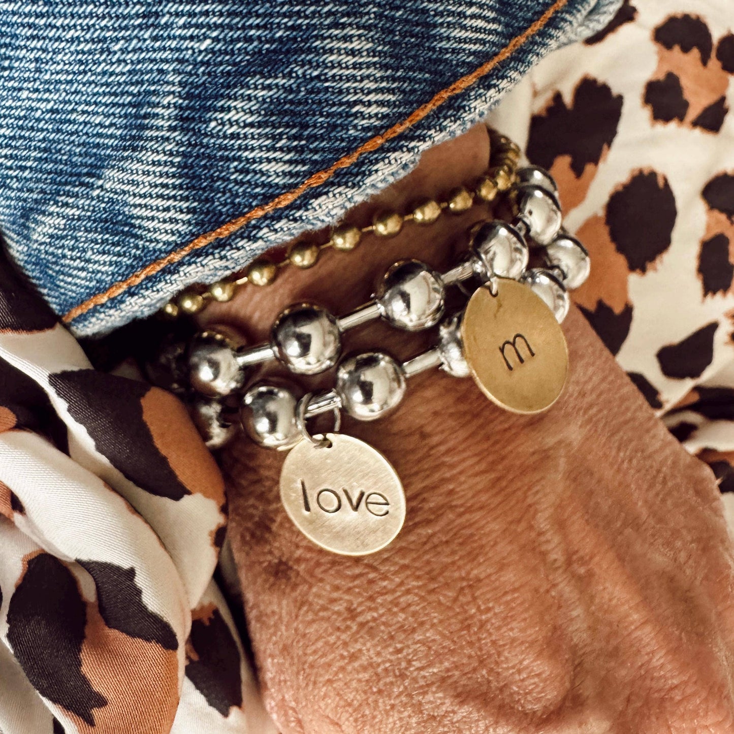 Chunky Brass Love Tag Bracelet: 7
