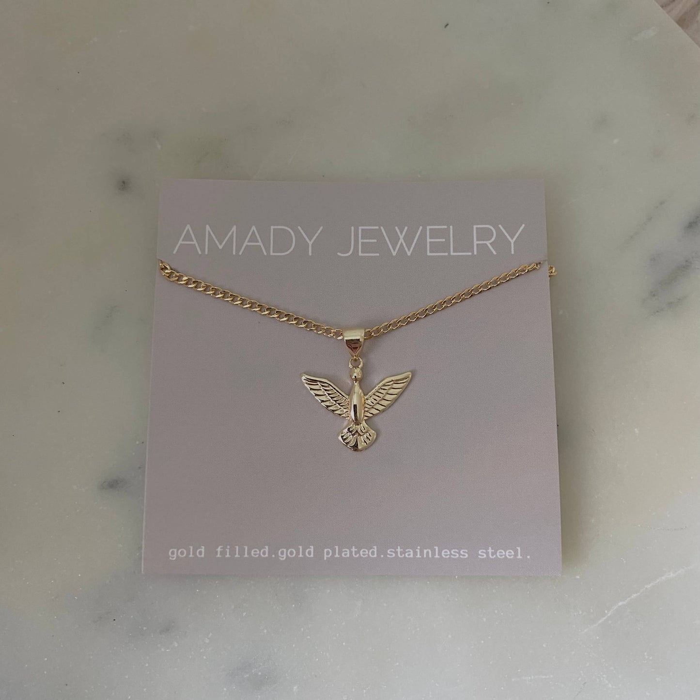 Eagle bird pendant necklace 18k gold filled water resistant