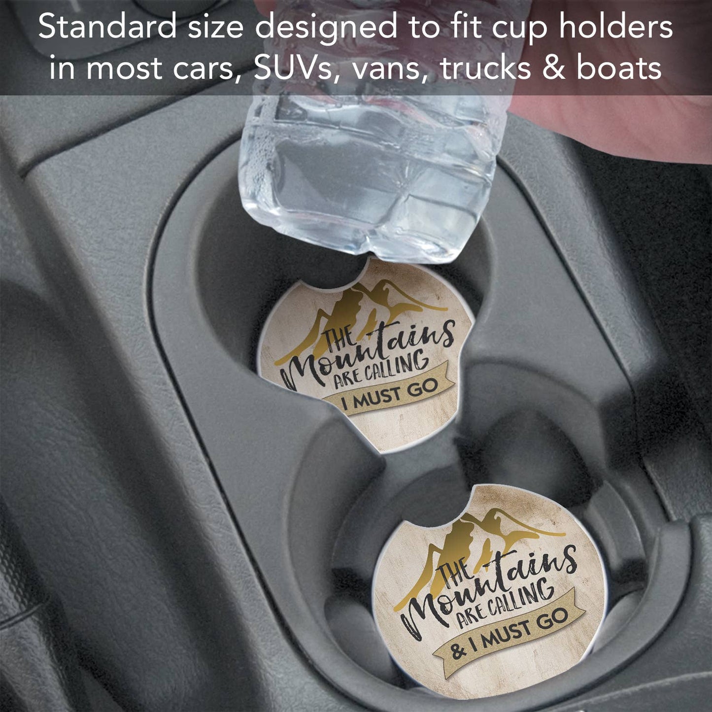 The Mountains Are Calling Absorbent Stone Car Coaster 1 Pk