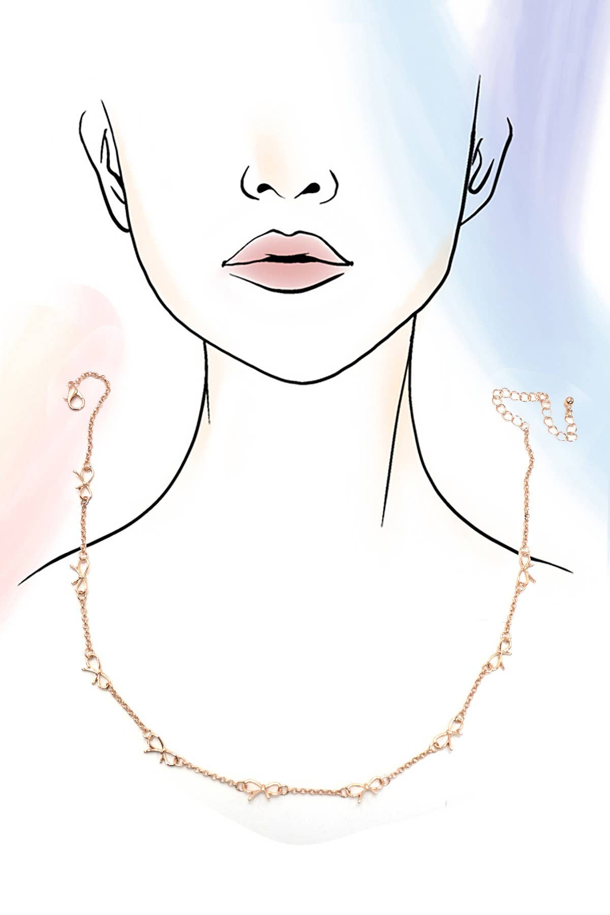 CUTOUT BOW STATION NECKLACE | 80N91531: Gold