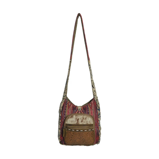 Gorgeous Leather and Bohemian tapestry Thela Shoulder Bag
