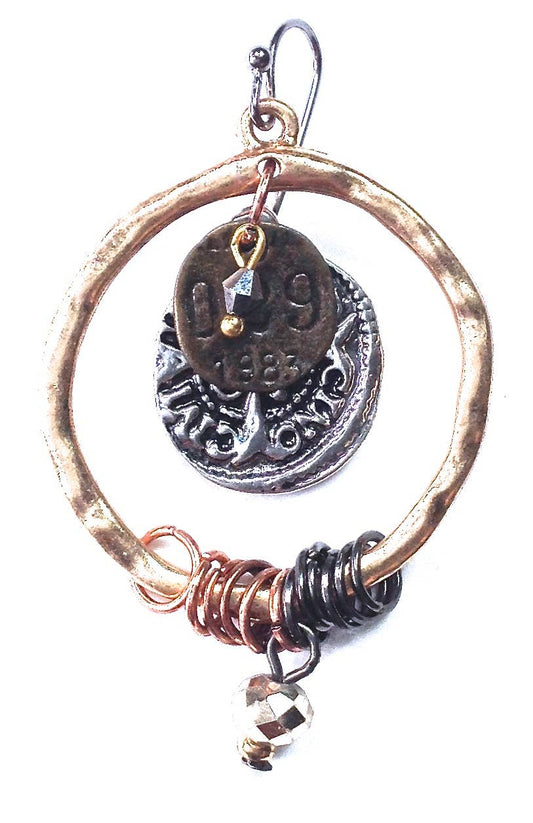 TCM331 ER-Ring w/Stacked Coins & Dangles