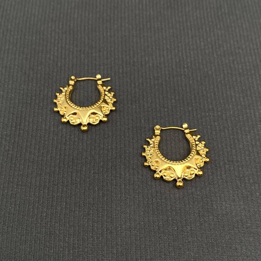 Crown 18K Gold Plated Stainless Steel Hoop Earrings - FGS