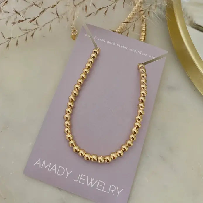 18k Gold Filled beaded layering necklace waterproof