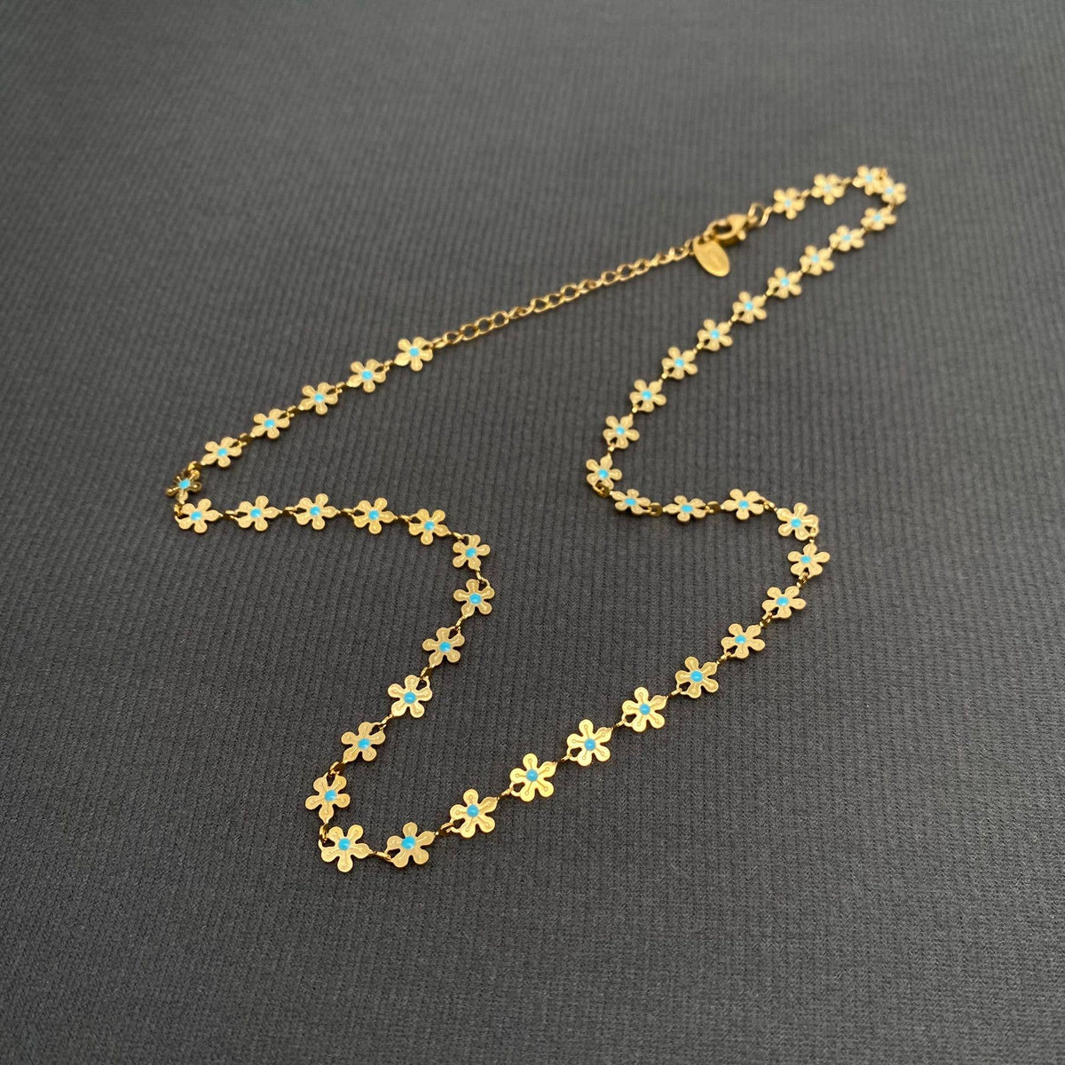 Flower Linked 18K Gold Plated Stainless Steel Necklace - FGS